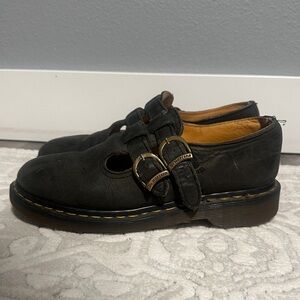 Dr. Martens Black Leather Double Buckle Shoes